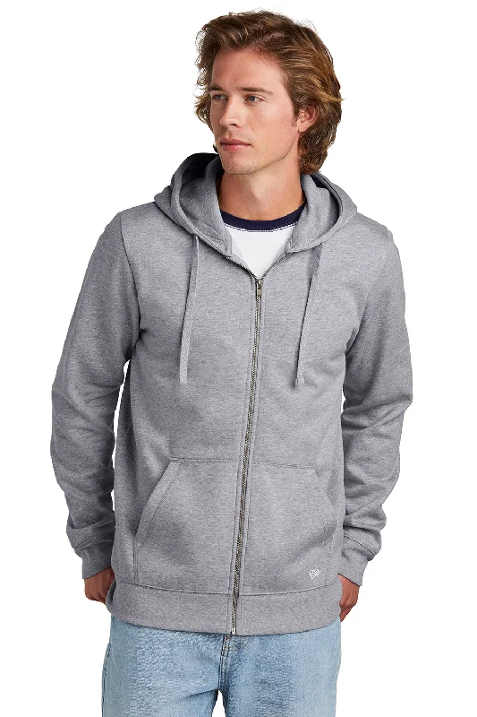 New Era Mens Comeback Fleece Full Zip Hooded Sweatshirt Hoodie - Heather Grey