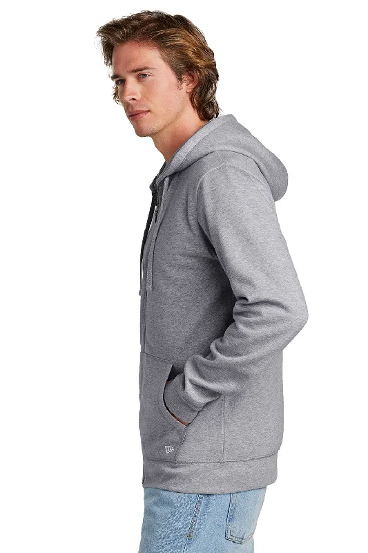 New Era Mens Comeback Fleece Full Zip Hooded Sweatshirt Hoodie - Heather Grey