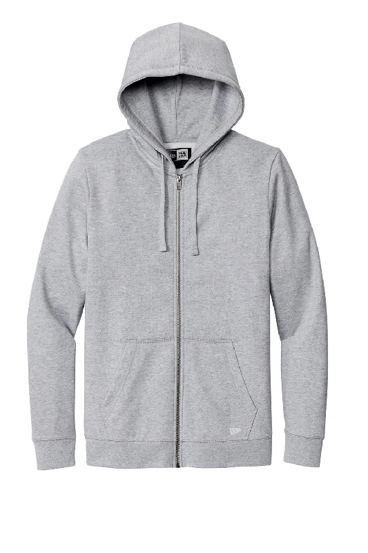 New Era Mens Comeback Fleece Full Zip Hooded Sweatshirt Hoodie - Heather Grey