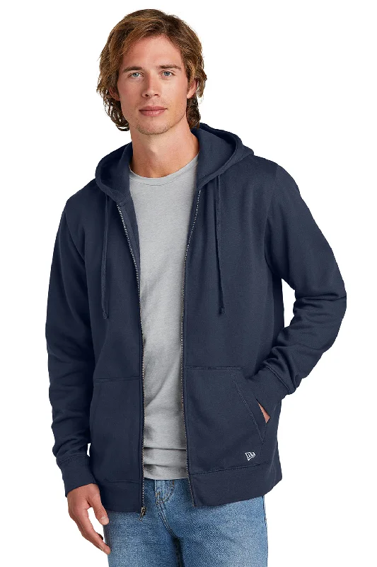 New Era Mens Comeback Fleece Full Zip Hooded Sweatshirt Hoodie - True Navy Blue