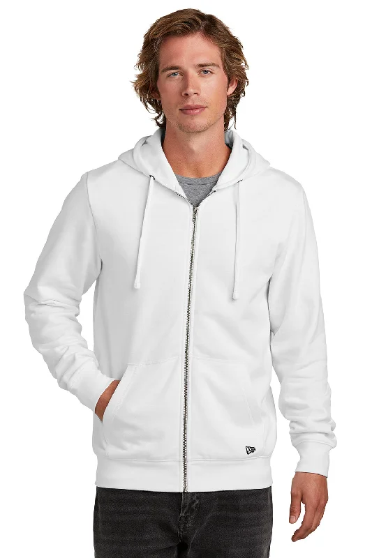 New Era Mens Comeback Fleece Full Zip Hooded Sweatshirt Hoodie - White