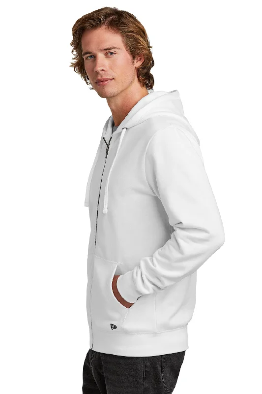 New Era Mens Comeback Fleece Full Zip Hooded Sweatshirt Hoodie - White