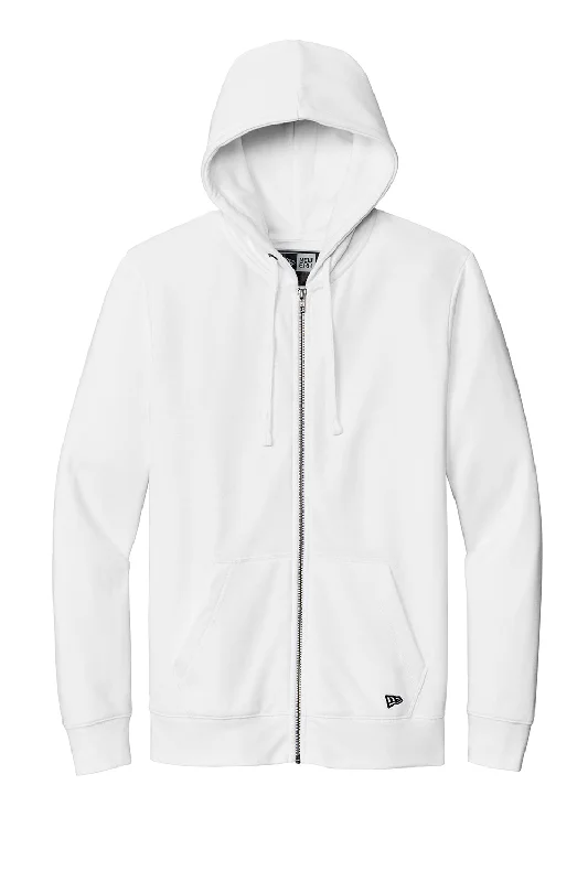 New Era Mens Comeback Fleece Full Zip Hooded Sweatshirt Hoodie - White