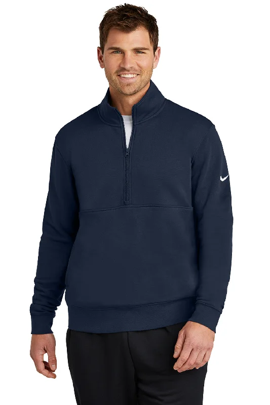 Nike Mens Club Fleece 1/4 Zip Sweatshirt - Midnight Navy Blue