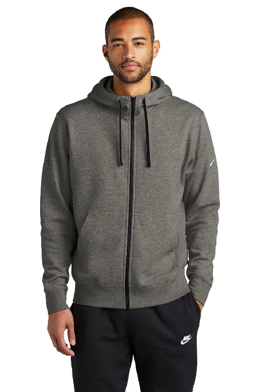 Nike Mens Club Fleece Full Zip Hooded Sweatshirt Hoodie - Heather Charcoal Grey