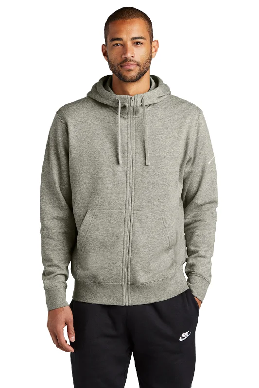 Nike Mens Club Fleece Full Zip Hooded Sweatshirt Hoodie - Heather Dark Grey