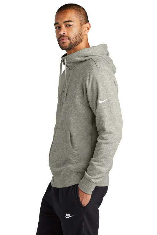 Nike Mens Club Fleece Full Zip Hooded Sweatshirt Hoodie - Heather Dark Grey