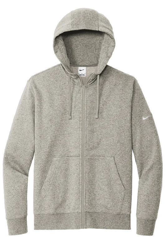 Nike Mens Club Fleece Full Zip Hooded Sweatshirt Hoodie - Heather Dark Grey