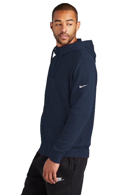 Nike Mens Club Fleece Full Zip Hooded Sweatshirt Hoodie - Midnight Navy Blue