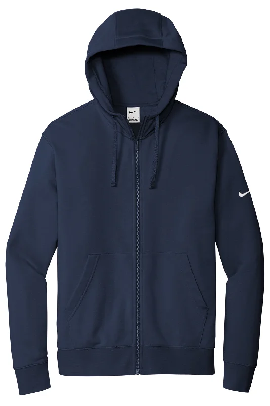 Nike Mens Club Fleece Full Zip Hooded Sweatshirt Hoodie - Midnight Navy Blue