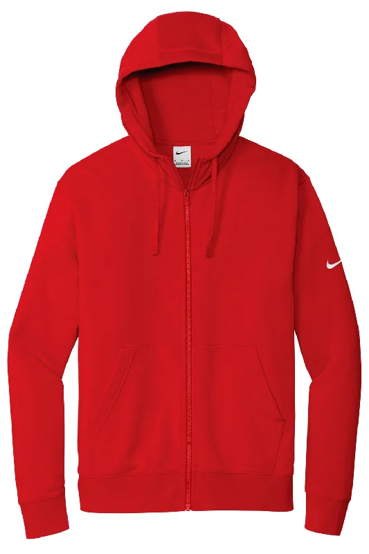 Nike Mens Club Fleece Full Zip Hooded Sweatshirt Hoodie - University Red