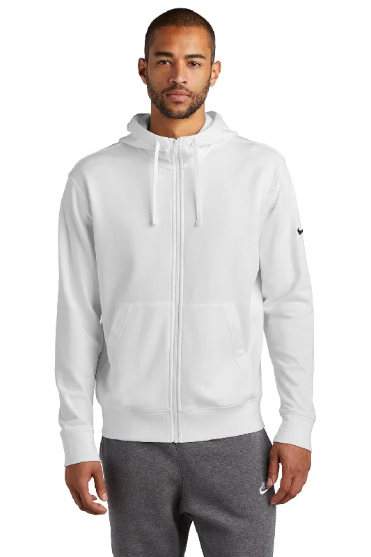 Nike Mens Club Fleece Full Zip Hooded Sweatshirt Hoodie - White