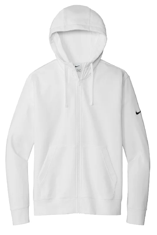 Nike Mens Club Fleece Full Zip Hooded Sweatshirt Hoodie - White