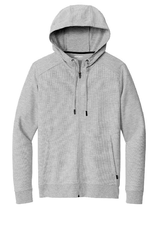 Ogio Mens Revive Full Zip Hooded Sweatshirt Hoodie - Heather Light Grey