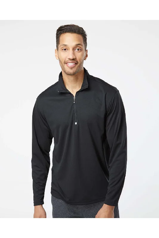 Paragon Mens Malibu Performance Moisture Wicking 1/4 Zip Sweatshirt - Black - NEW