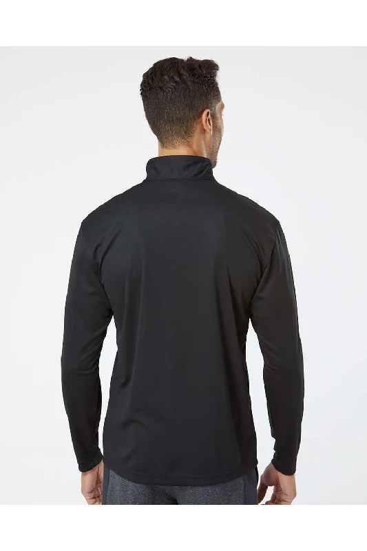 Paragon Mens Malibu Performance Moisture Wicking 1/4 Zip Sweatshirt - Black - NEW