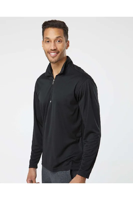 Paragon Mens Malibu Performance Moisture Wicking 1/4 Zip Sweatshirt - Black - NEW