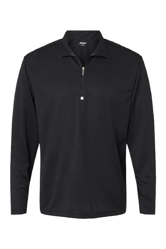 Paragon Mens Malibu Performance Moisture Wicking 1/4 Zip Sweatshirt - Black - NEW