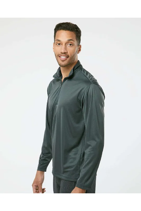 Paragon Mens Malibu Performance Moisture Wicking 1/4 Zip Sweatshirt - Carbon Grey - NEW