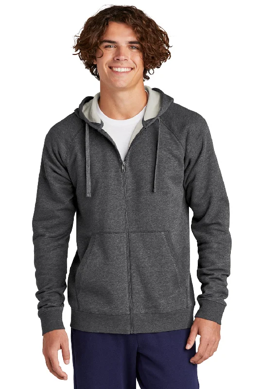 Sport-Tek Mens Drive Fleece Full Zip Hooded Sweatshirt Hoodie - Heather Graphite Grey