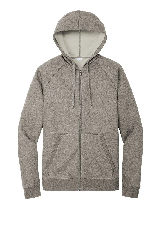 Sport-Tek Mens Drive Fleece Full Zip Hooded Sweatshirt Hoodie - Heather Vintage Grey