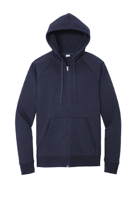 Sport-Tek Mens Drive Fleece Full Zip Hooded Sweatshirt Hoodie - True Navy Blue