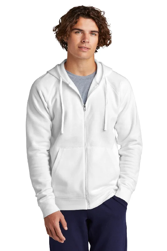 Sport-Tek Mens Drive Fleece Full Zip Hooded Sweatshirt Hoodie - White