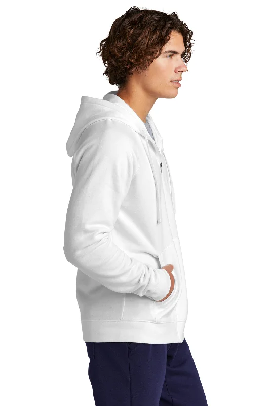 Sport-Tek Mens Drive Fleece Full Zip Hooded Sweatshirt Hoodie - White