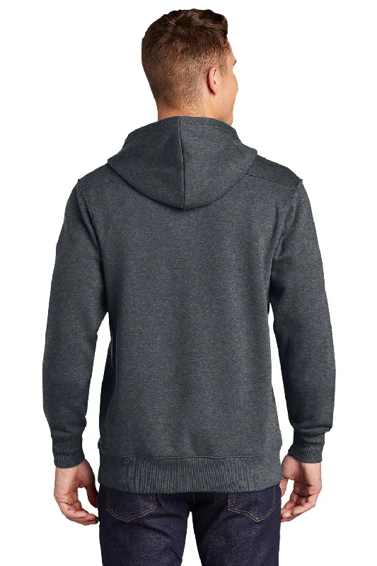 Sport-Tek Mens Lace Up Fleece Hooded Sweatshirt Hoodie - Heather Graphite Grey