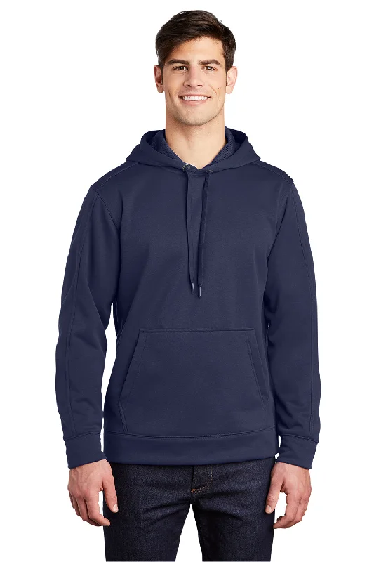 Sport-Tek Mens Repel Moisture Wicking Hooded Sweatshirt Hoodie - True Navy Blue