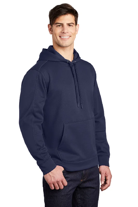 Sport-Tek Mens Repel Moisture Wicking Hooded Sweatshirt Hoodie - True Navy Blue