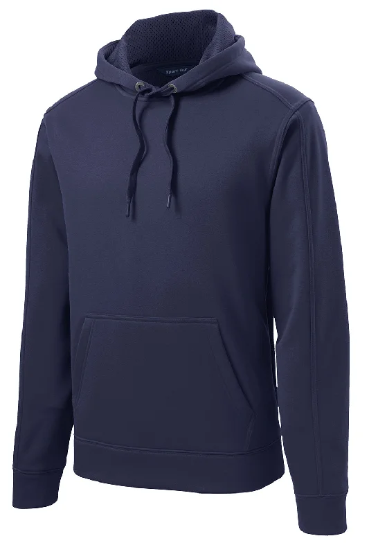 Sport-Tek Mens Repel Moisture Wicking Hooded Sweatshirt Hoodie - True Navy Blue