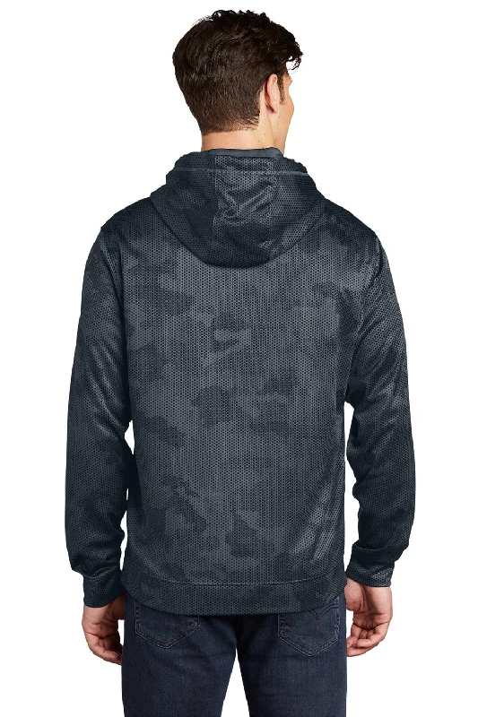 Sport-Tek Mens Sport-Wick CamoHex Moisture Wicking Fleece Hooded Sweatshirt Hoodie - Dark Smoke Grey