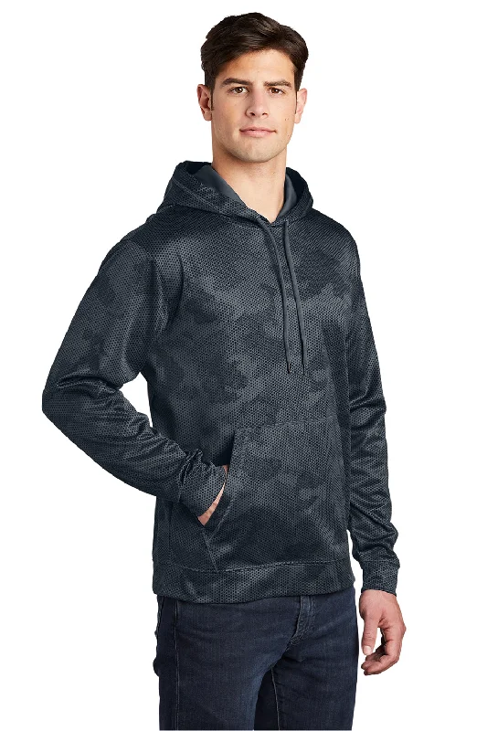 Sport-Tek Mens Sport-Wick CamoHex Moisture Wicking Fleece Hooded Sweatshirt Hoodie - Dark Smoke Grey