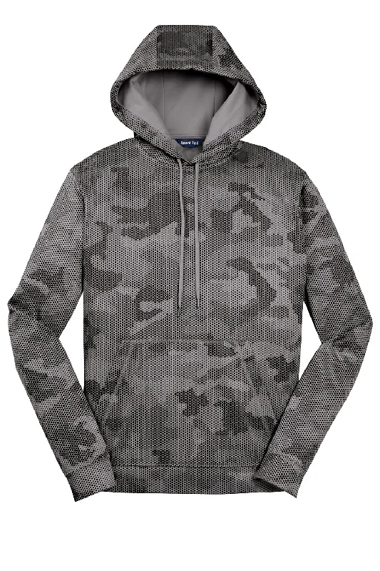 Sport-Tek Mens Sport-Wick CamoHex Moisture Wicking Fleece Hooded Sweatshirt Hoodie - Dark Smoke Grey