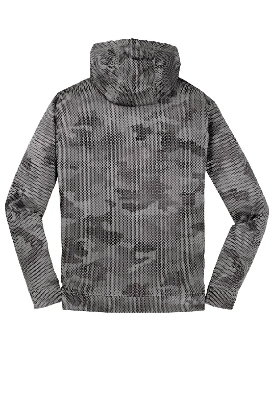 Sport-Tek Mens Sport-Wick CamoHex Moisture Wicking Fleece Hooded Sweatshirt Hoodie - Dark Smoke Grey