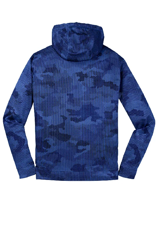 Sport-Tek Mens Sport-Wick CamoHex Moisture Wicking Fleece Hooded Sweatshirt Hoodie - True Royal Blue