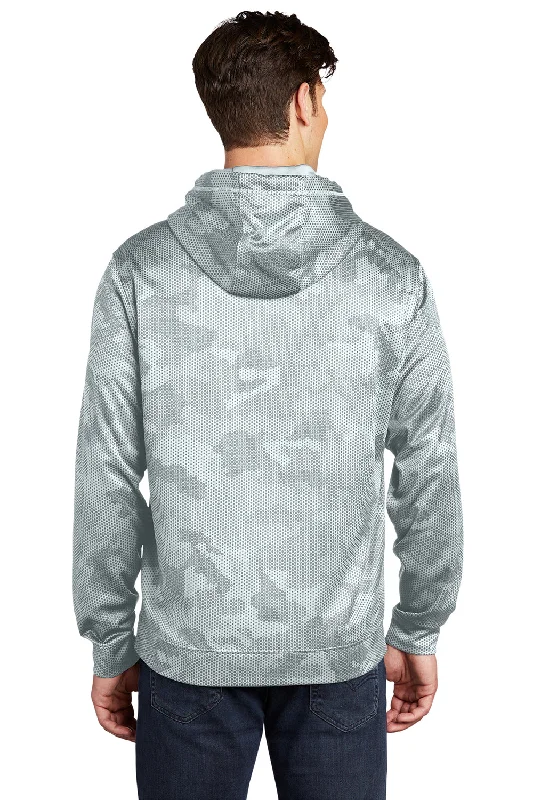 Sport-Tek Mens Sport-Wick CamoHex Moisture Wicking Fleece Hooded Sweatshirt Hoodie - White