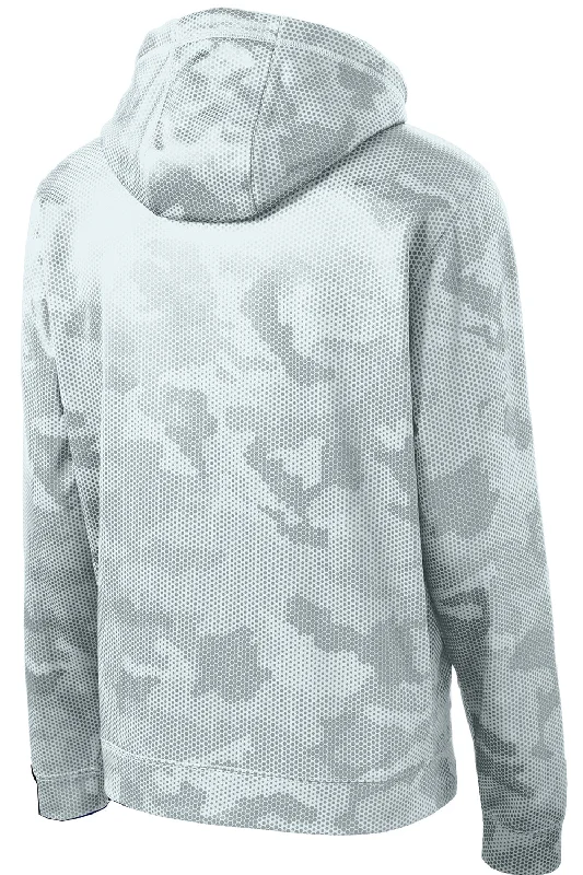 Sport-Tek Mens Sport-Wick CamoHex Moisture Wicking Fleece Hooded Sweatshirt Hoodie - White