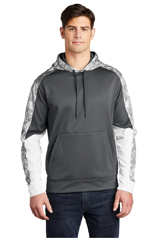 Sport-Tek Mens Sport-Wick Mineral Freeze Moisture Wicking Fleece Hooded Sweatshirt Hoodie - Dark Smoke Grey