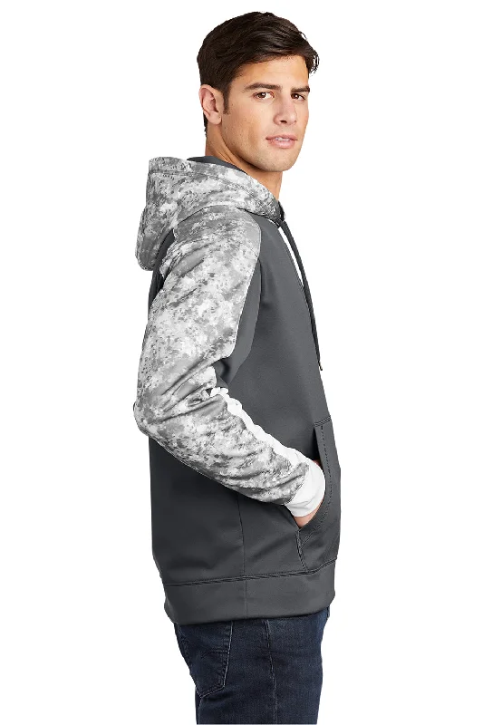 Sport-Tek Mens Sport-Wick Mineral Freeze Moisture Wicking Fleece Hooded Sweatshirt Hoodie - Dark Smoke Grey