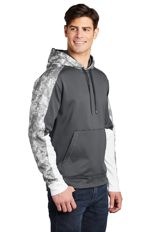 Sport-Tek Mens Sport-Wick Mineral Freeze Moisture Wicking Fleece Hooded Sweatshirt Hoodie - Dark Smoke Grey