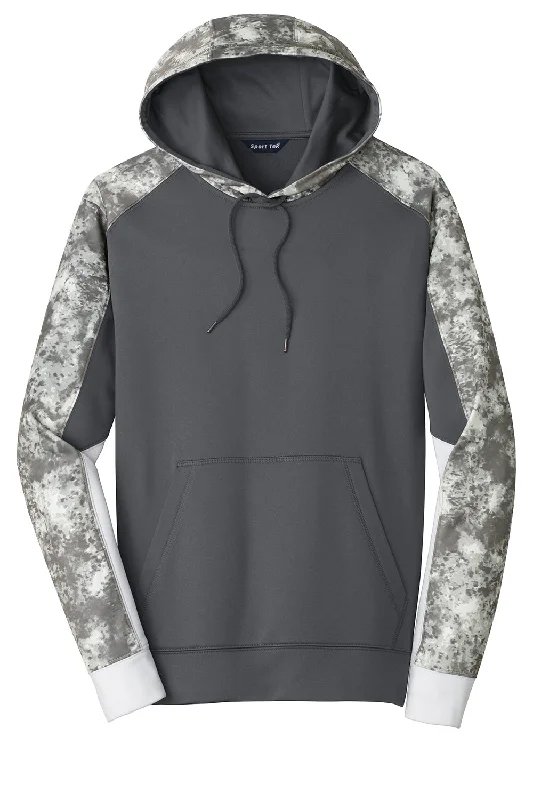 Sport-Tek Mens Sport-Wick Mineral Freeze Moisture Wicking Fleece Hooded Sweatshirt Hoodie - Dark Smoke Grey