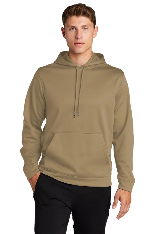 Sport-Tek Mens Sport-Wick Moisture Wicking Fleece Hooded Sweatshirt Hoodie - Coyote Brown