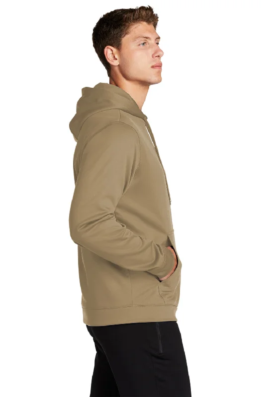 Sport-Tek Mens Sport-Wick Moisture Wicking Fleece Hooded Sweatshirt Hoodie - Coyote Brown