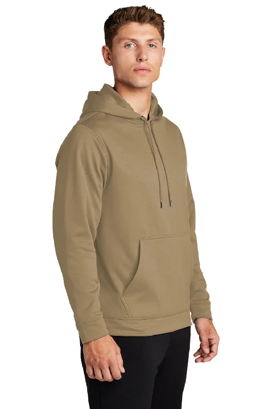 Sport-Tek Mens Sport-Wick Moisture Wicking Fleece Hooded Sweatshirt Hoodie - Coyote Brown