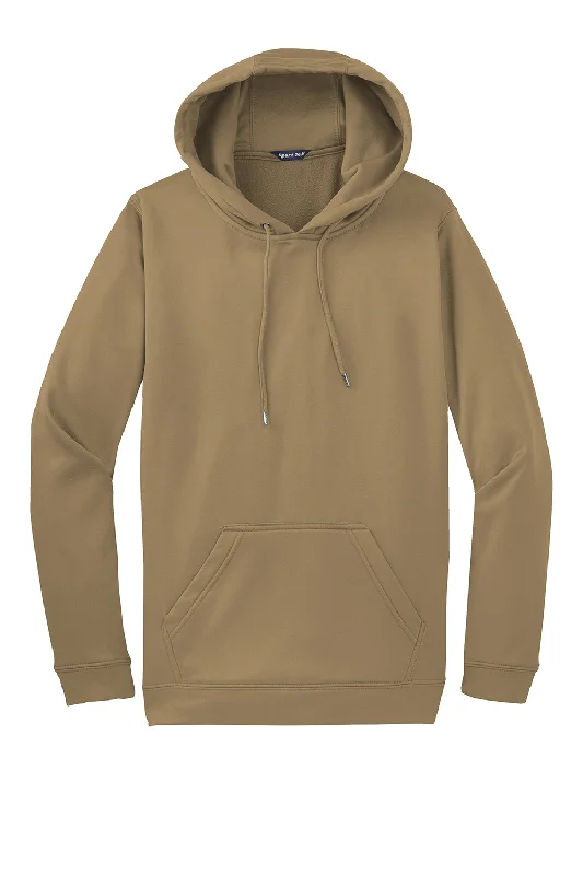 Sport-Tek Mens Sport-Wick Moisture Wicking Fleece Hooded Sweatshirt Hoodie - Coyote Brown