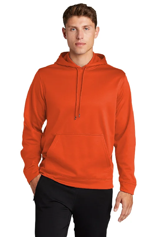 Sport-Tek Mens Sport-Wick Moisture Wicking Fleece Hooded Sweatshirt Hoodie - Deep Orange