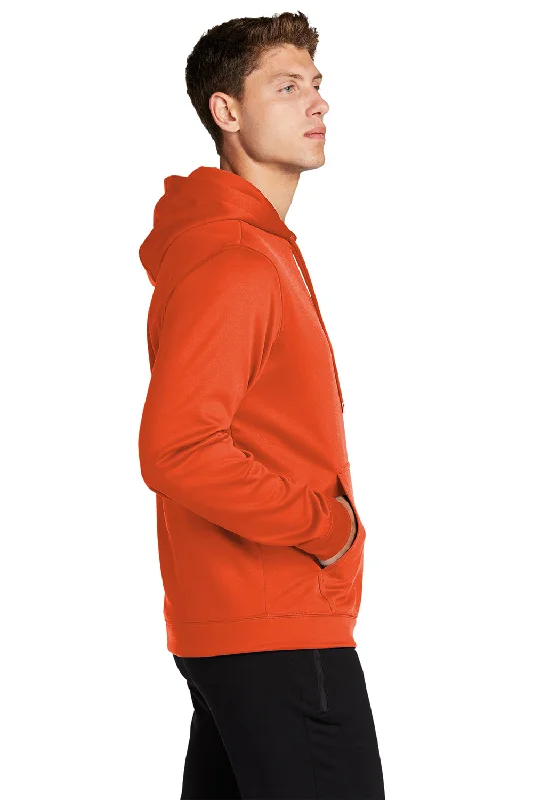 Sport-Tek Mens Sport-Wick Moisture Wicking Fleece Hooded Sweatshirt Hoodie - Deep Orange