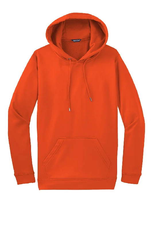 Sport-Tek Mens Sport-Wick Moisture Wicking Fleece Hooded Sweatshirt Hoodie - Deep Orange